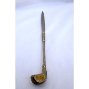 Vintage Brass Figural Golf Club Letter Opener Gold Color 9 Inches